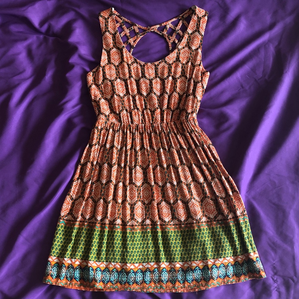 Lily Rose Bright Patterned Sundress in Orange
